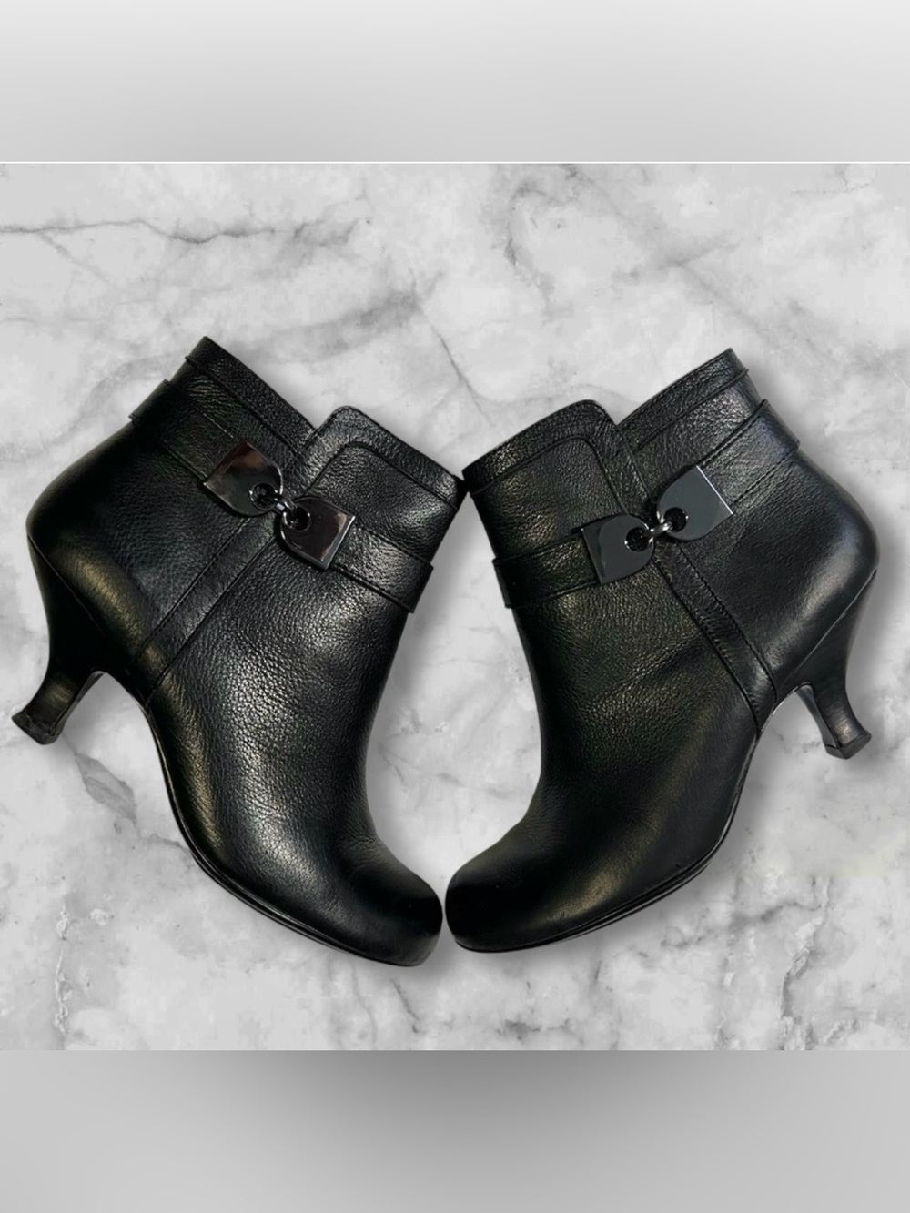 Women’s Black Leather Ankle Boots - Classic Buckle Detail